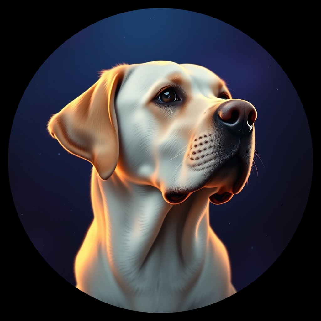 Cosmic medallion portrait of PFZ18C02_PFZ18C02, a Labrador Retriever