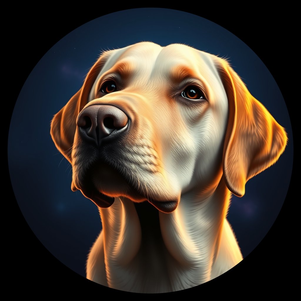 Cosmic medallion portrait of PFZ18C03_PFZ18C03, a Labrador Retriever