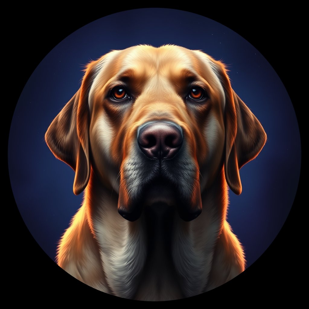 Cosmic medallion portrait of PFZ18C04_PFZ18C04, a Labrador Retriever