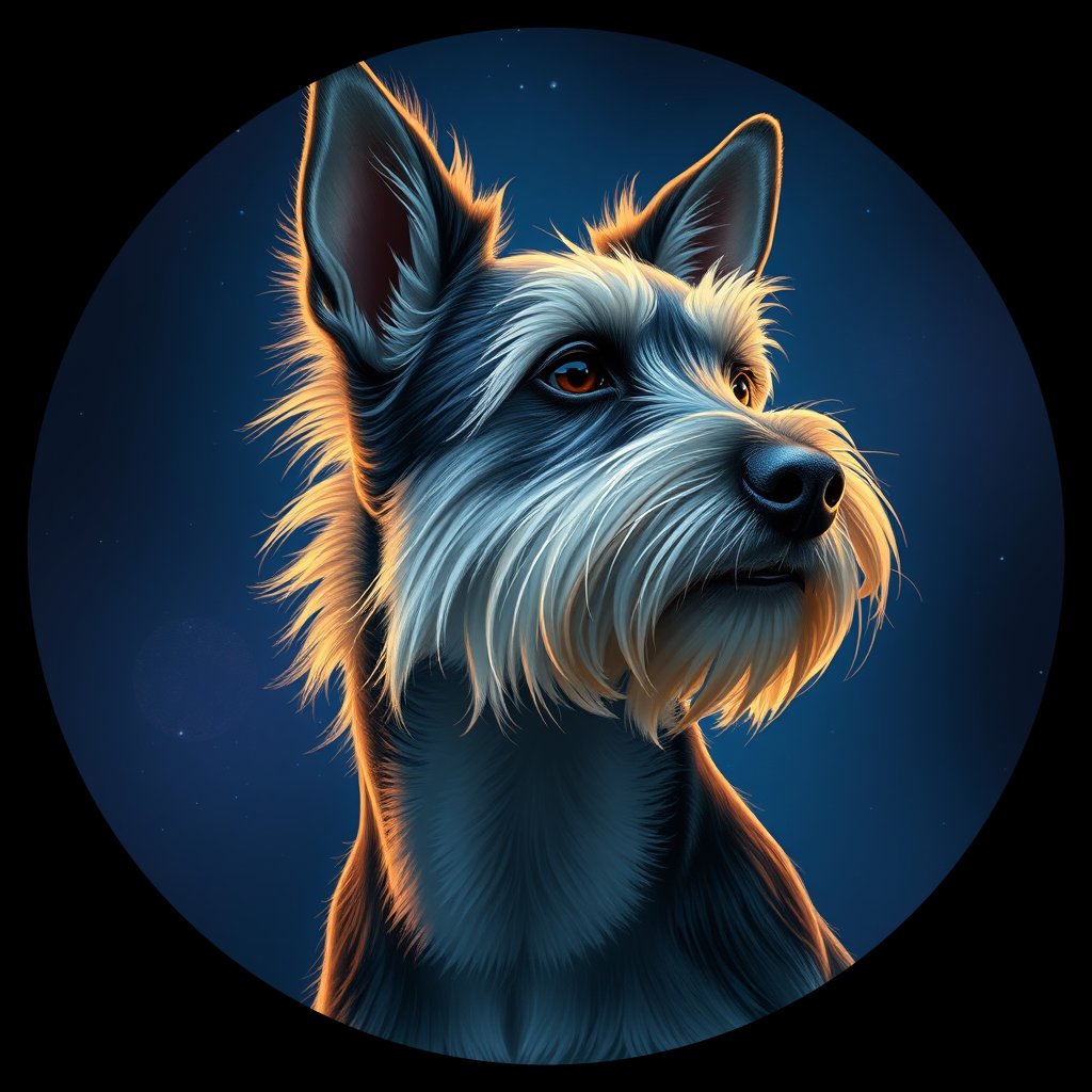 Cosmic medallion portrait of PFZ18C09_PFZ18C09, a Fox Terrier Wire