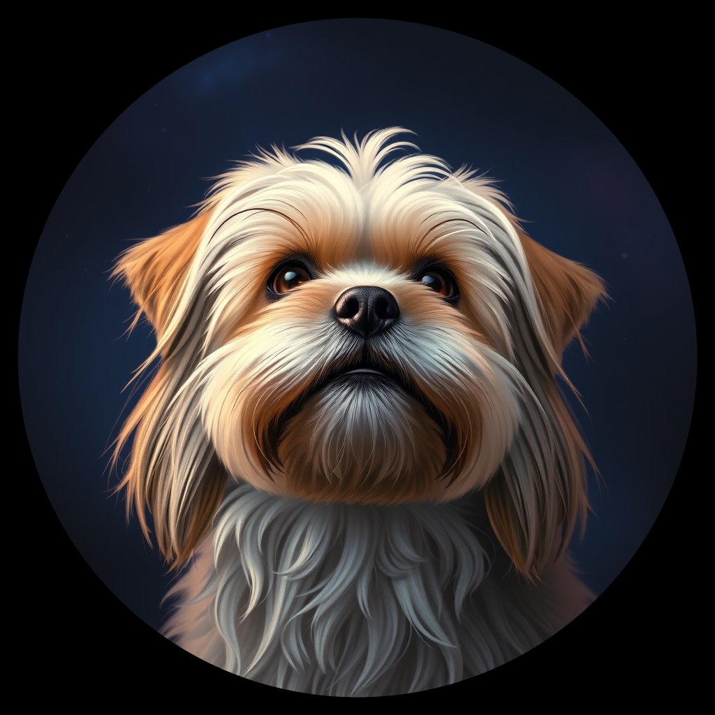 Cosmic medallion portrait of PFZ18C10_PFZ18C10, a Lhasa Apso