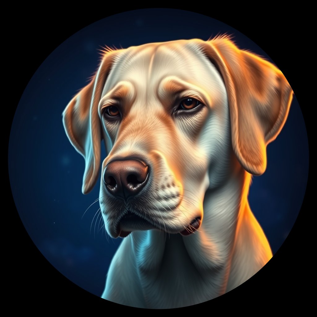 Cosmic medallion portrait of PFZ18D01_PFZ18D01, a Labrador Retriever