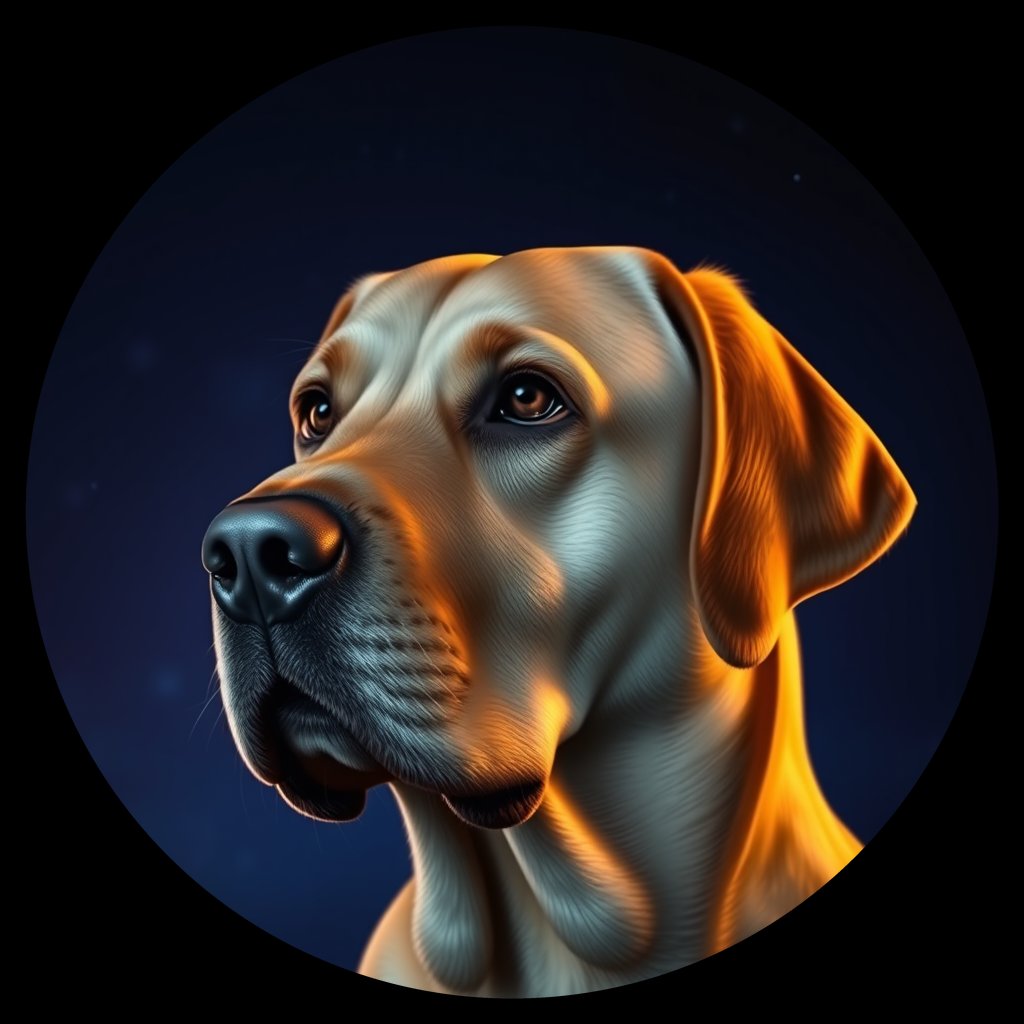 Cosmic medallion portrait of PFZ18D02_PFZ18D02, a Labrador Retriever