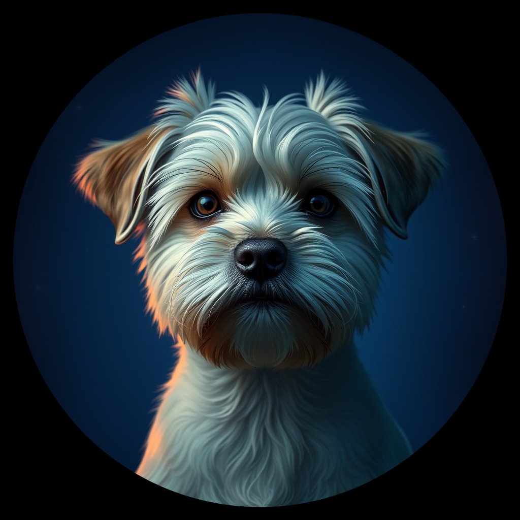 Cosmic medallion portrait of PFZ18D03_PFZ18D03, a Lhasa Apso