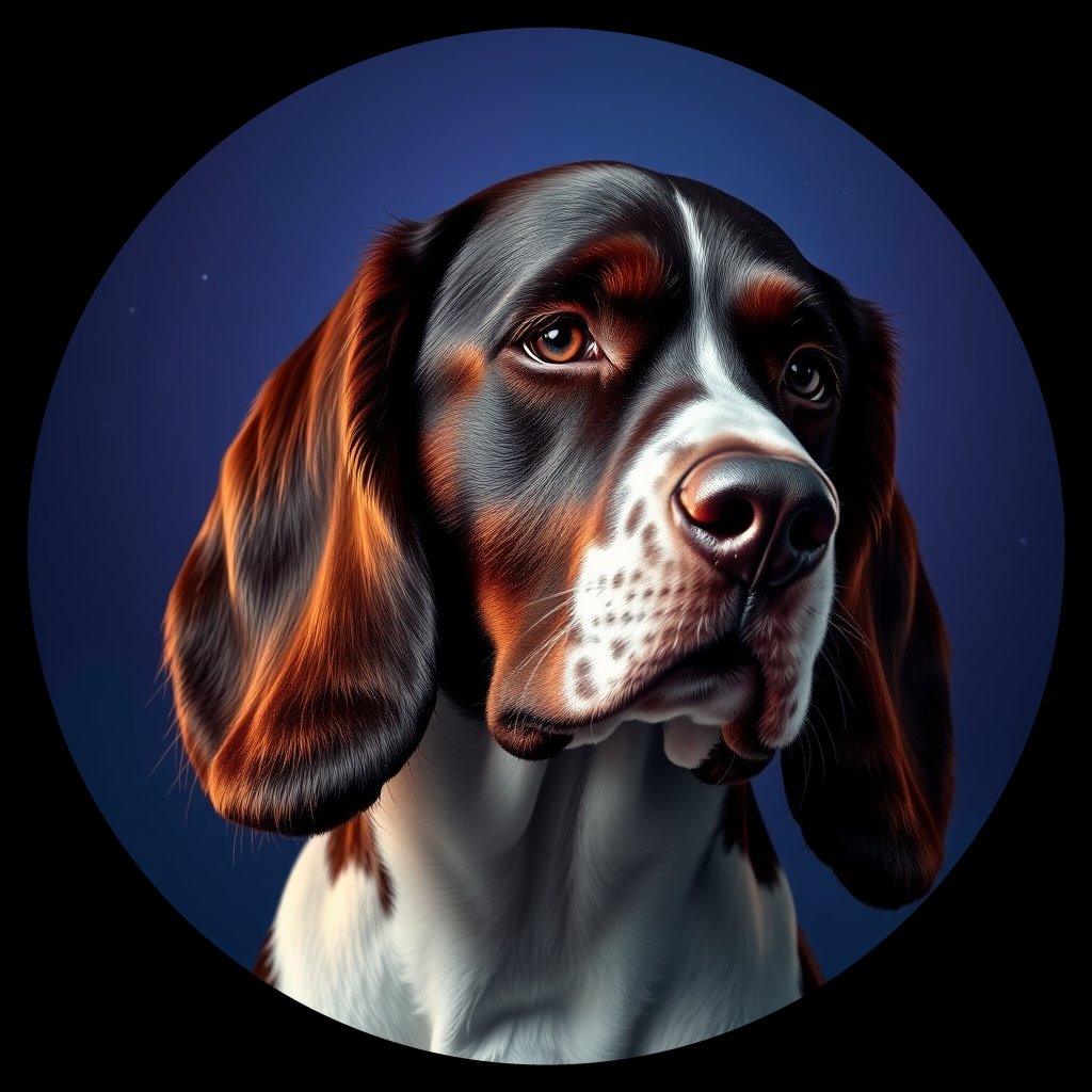Cosmic medallion portrait of PFZ18D09_PFZ18D09, a English Springer Spaniel