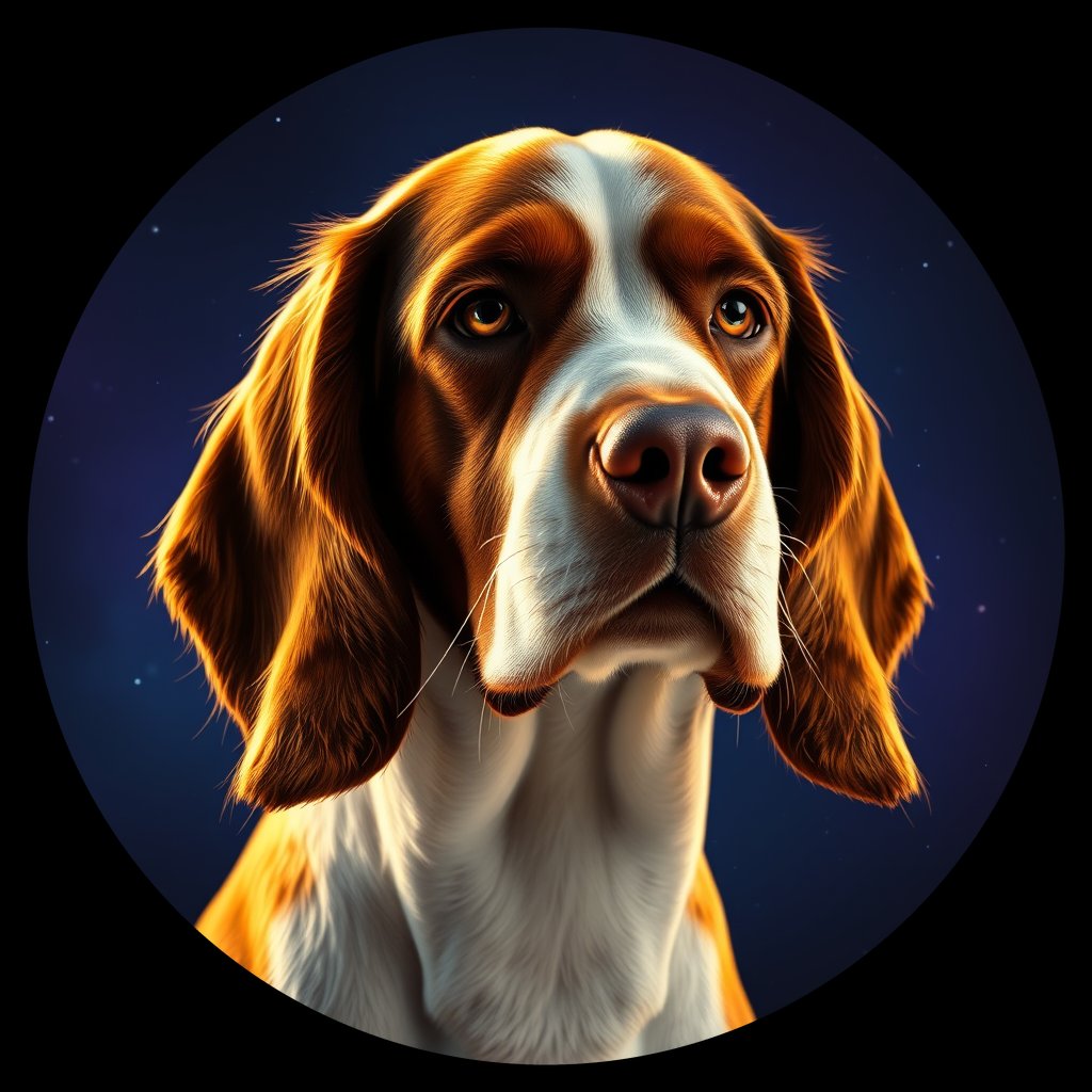 Cosmic medallion portrait of PFZ18D10_PFZ18D10, a English Springer Spaniel