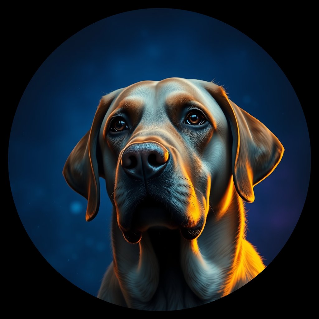 Cosmic medallion portrait of PFZ18E01_PFZ18E01, a Labrador Retriever