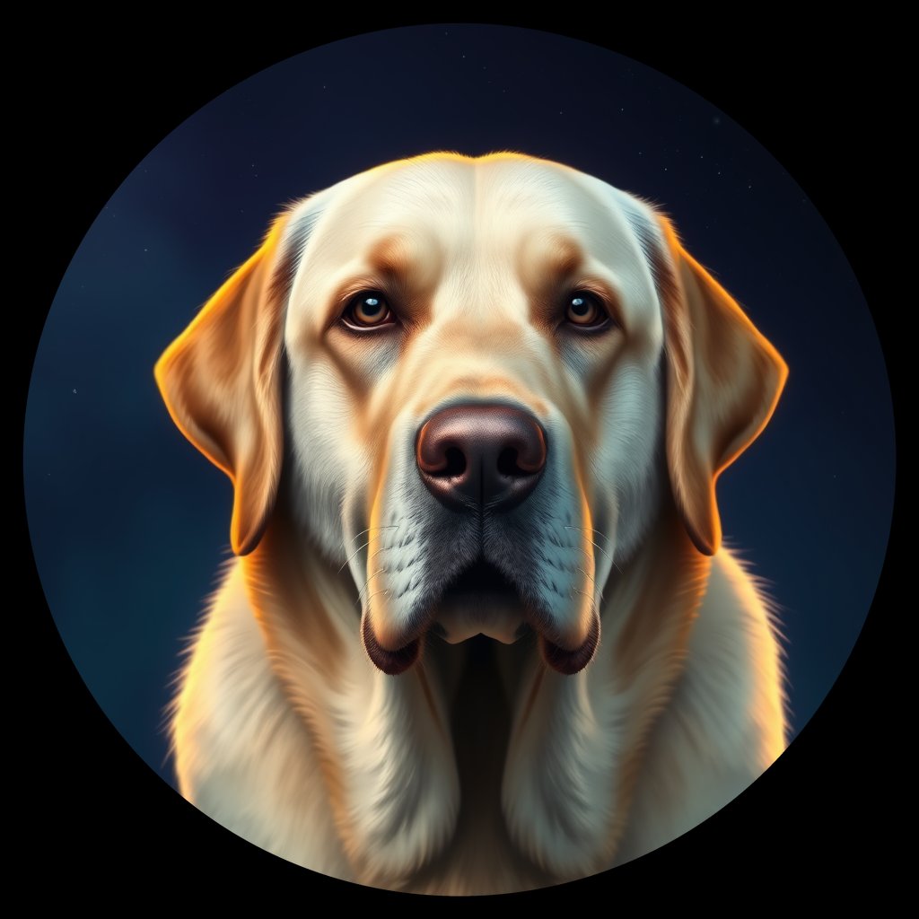 Cosmic medallion portrait of PFZ18E02_PFZ18E02, a Labrador Retriever