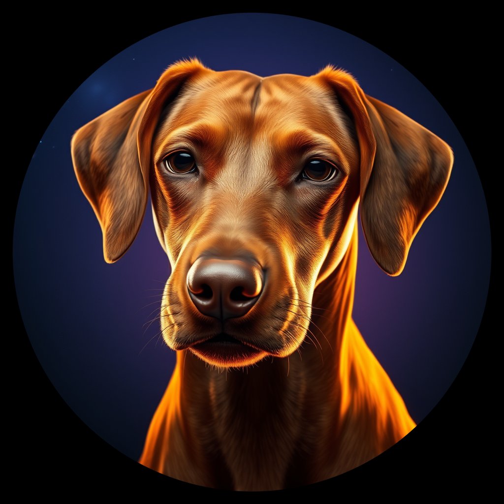 Cosmic medallion portrait of PFZ18E03_PFZ18E03, a Vizsla