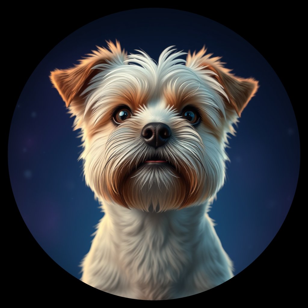 Cosmic medallion portrait of PFZ18E09_PFZ18E09, a Lhasa Apso