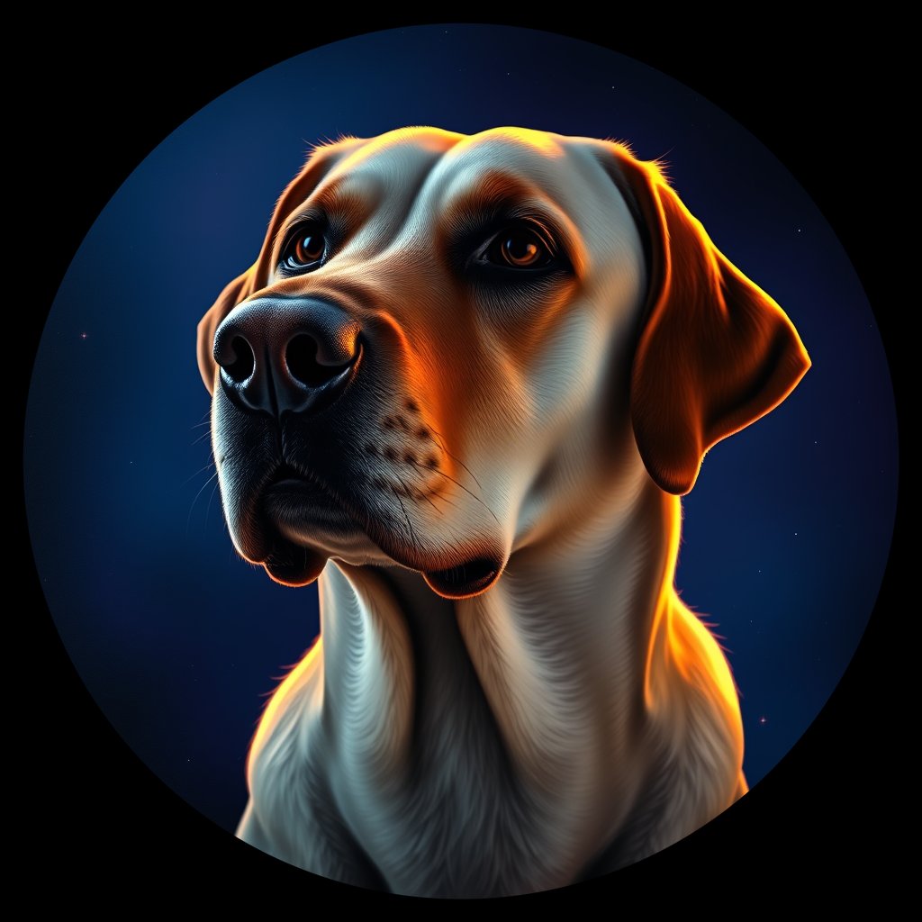 Cosmic medallion portrait of PFZ18E10_PFZ18E10, a Labrador Retriever