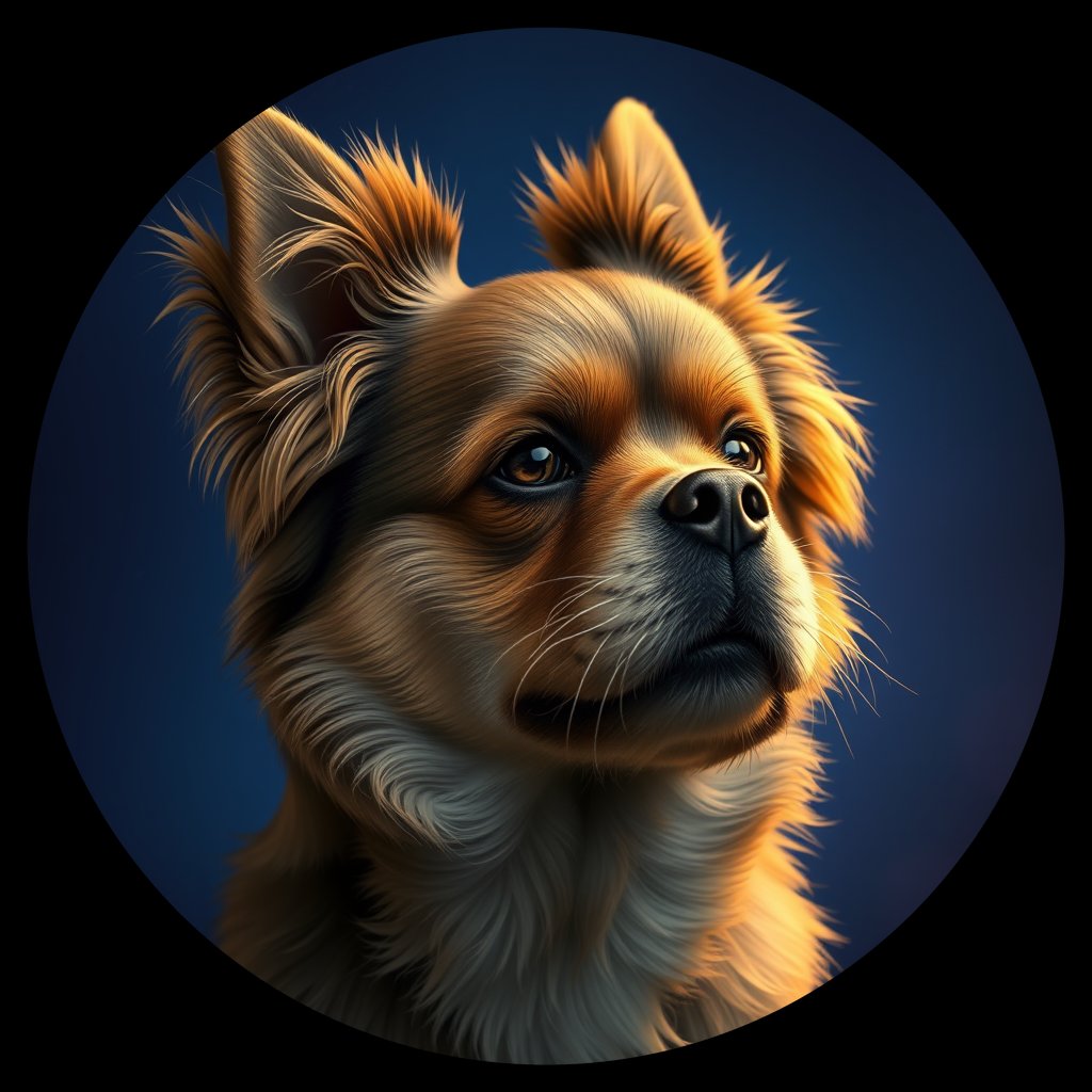 Cosmic medallion portrait of PFZ18F03_PFZ18F03, a Tibetan Spaniel