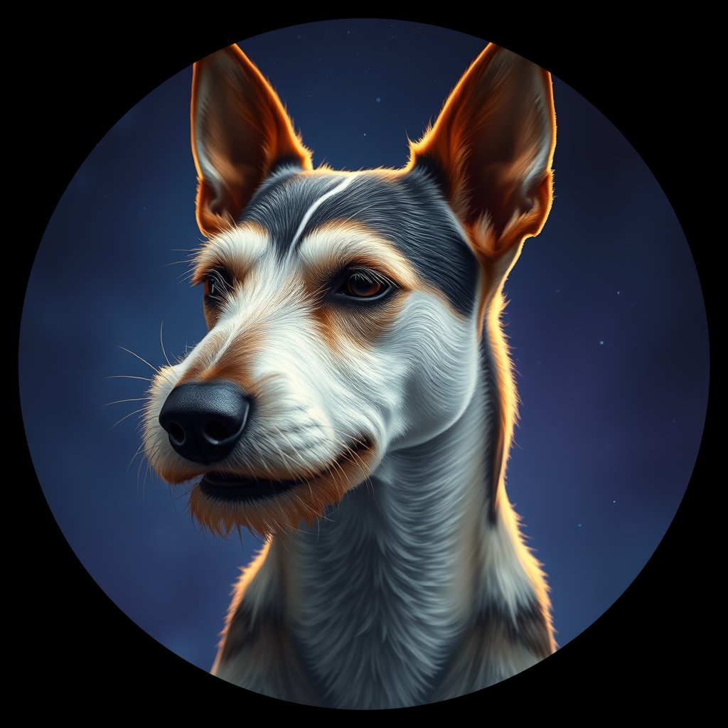 Cosmic medallion portrait of PFZ18F09_PFZ18F09, a Fox Terrier Wire