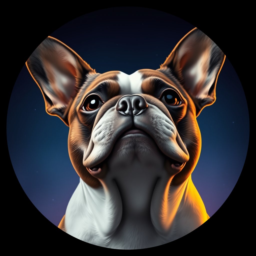 Cosmic medallion portrait of PFZ18F11_PFZ18F11, a French Bulldog