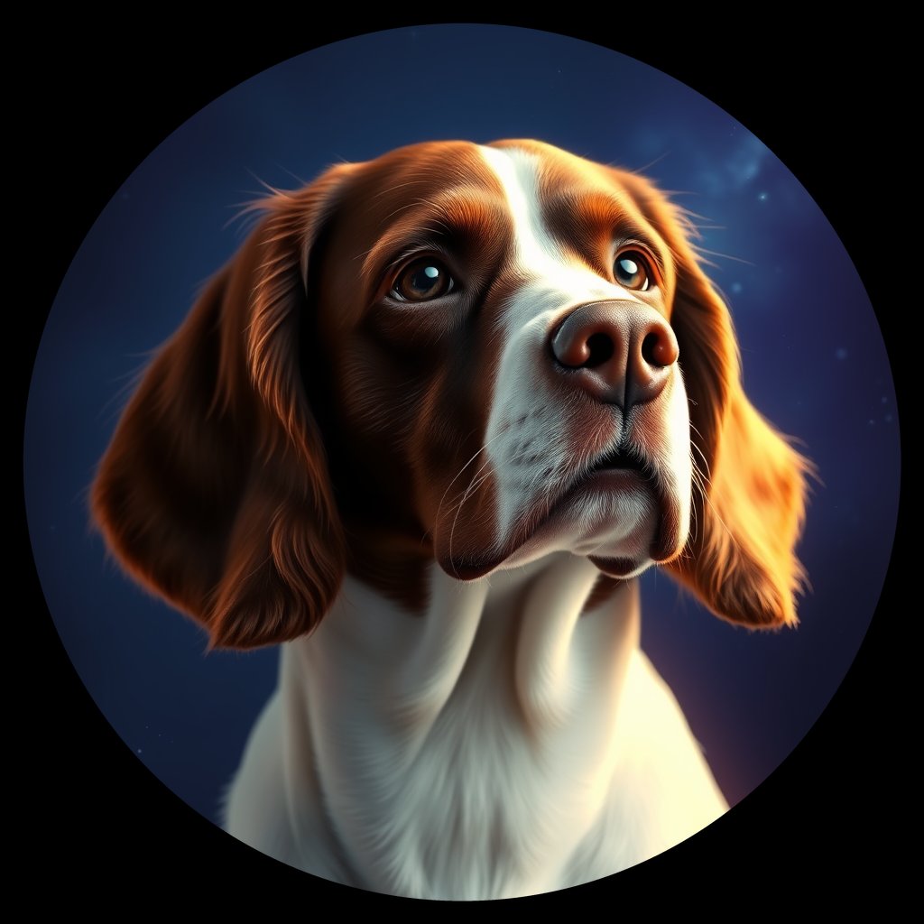 Cosmic medallion portrait of PFZ18F12_PFZ18F12, a English Springer Spaniel