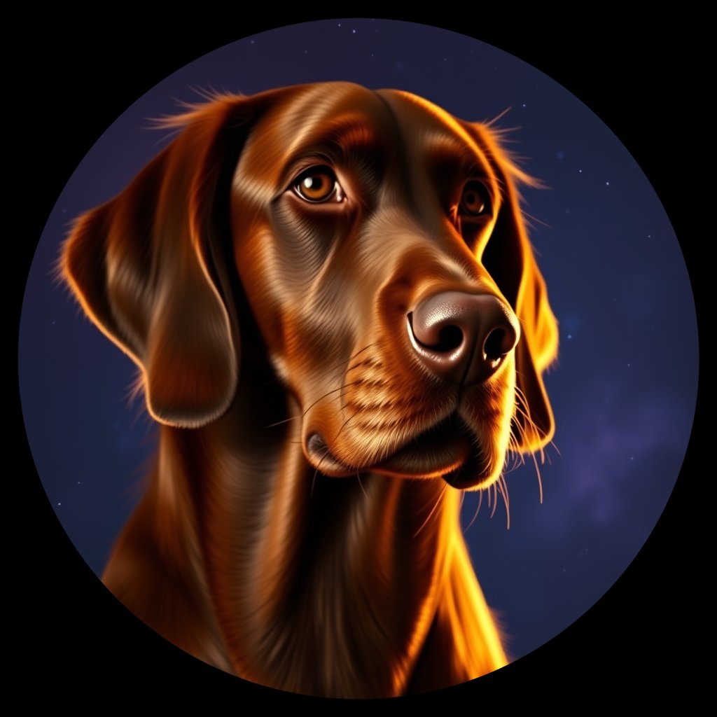 Cosmic medallion portrait of PFZ18G02_PFZ18G02, a Irish Setter