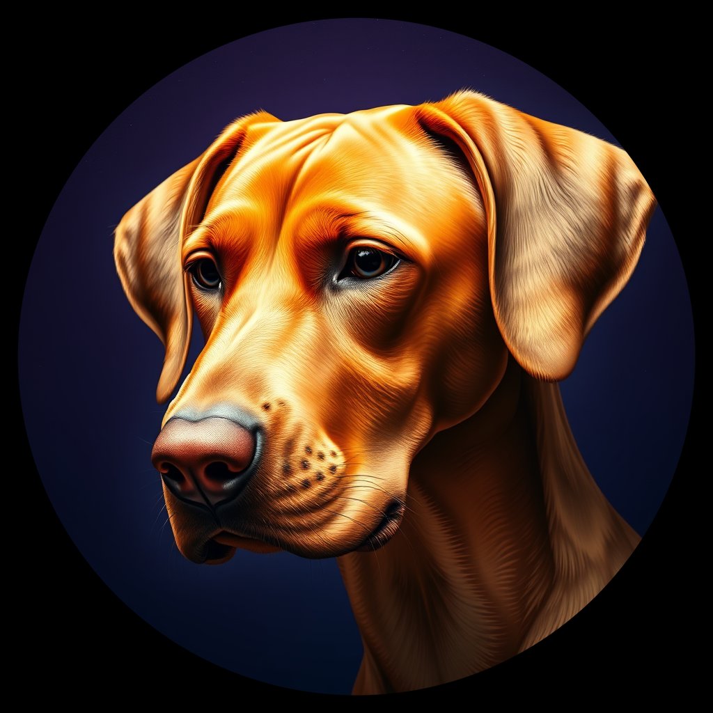 Cosmic medallion portrait of PFZ18G03_PFZ18G03, a Vizsla
