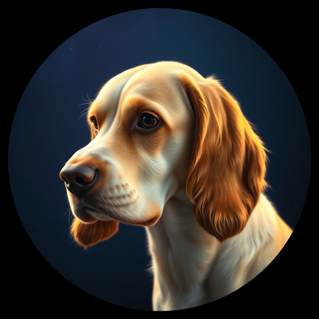 Cosmic medallion portrait of PFZ18G06_PFZ18G06, a English Springer Spaniel