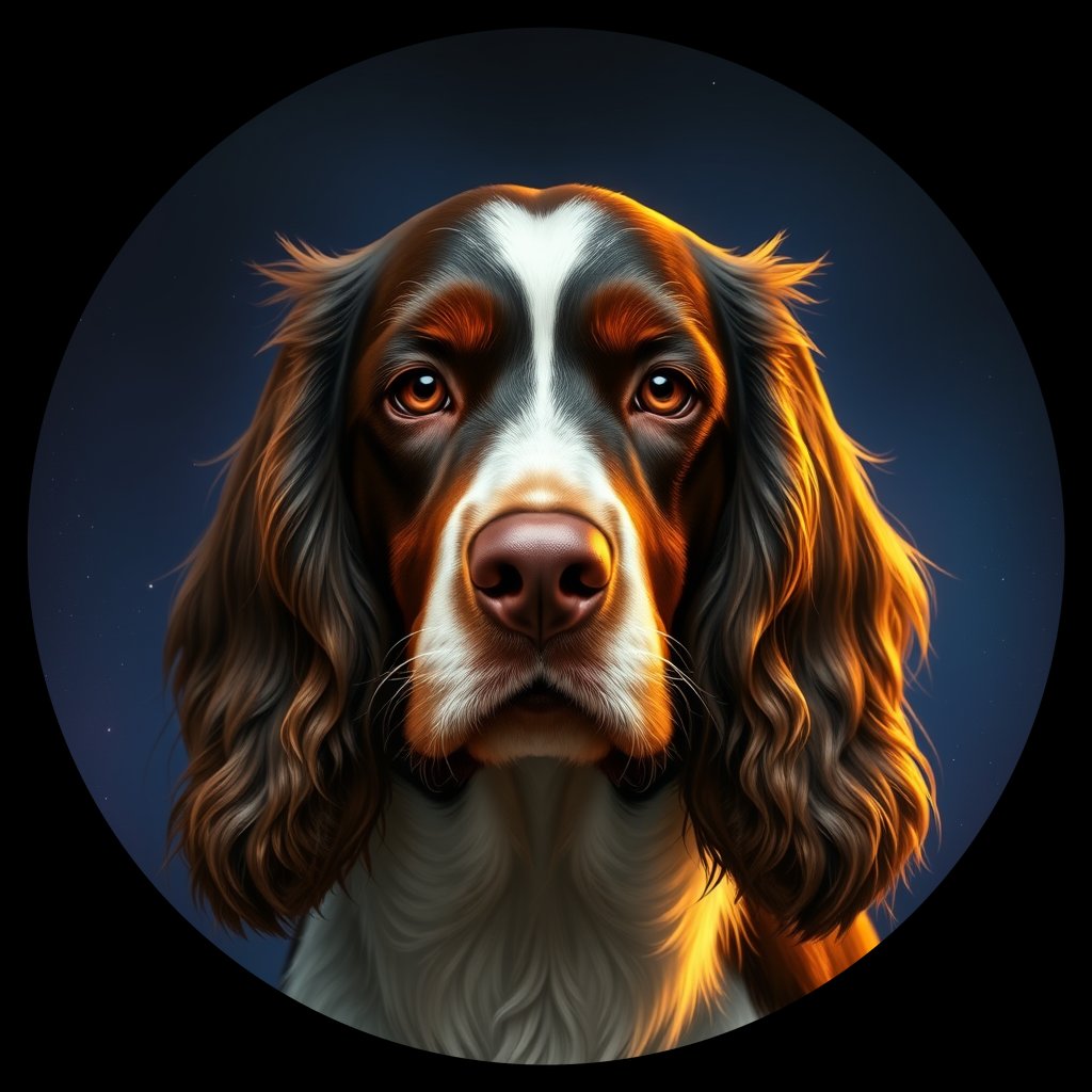 Cosmic medallion portrait of PFZ18G07_PFZ18G07, a English Springer Spaniel