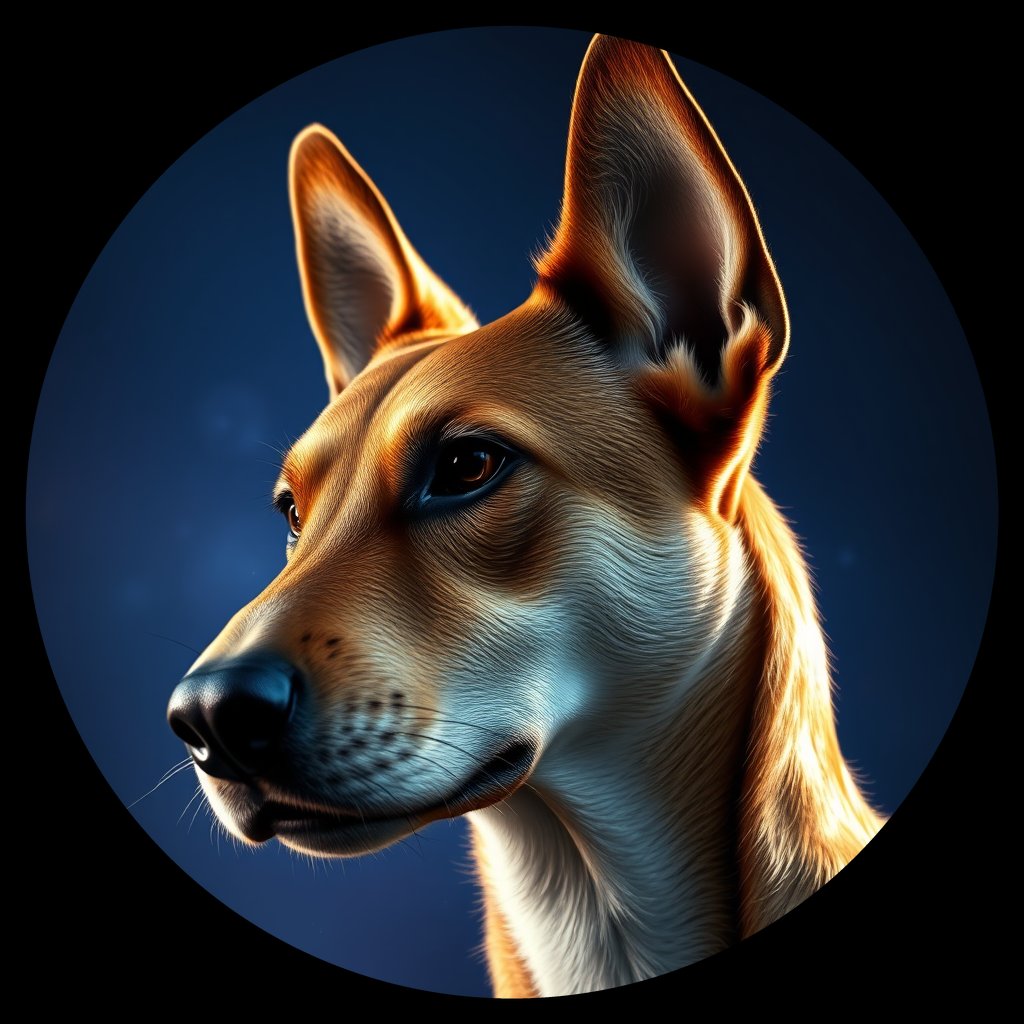 Cosmic medallion portrait of PFZ18G11_PFZ18G11, a Australian Cattle Dog