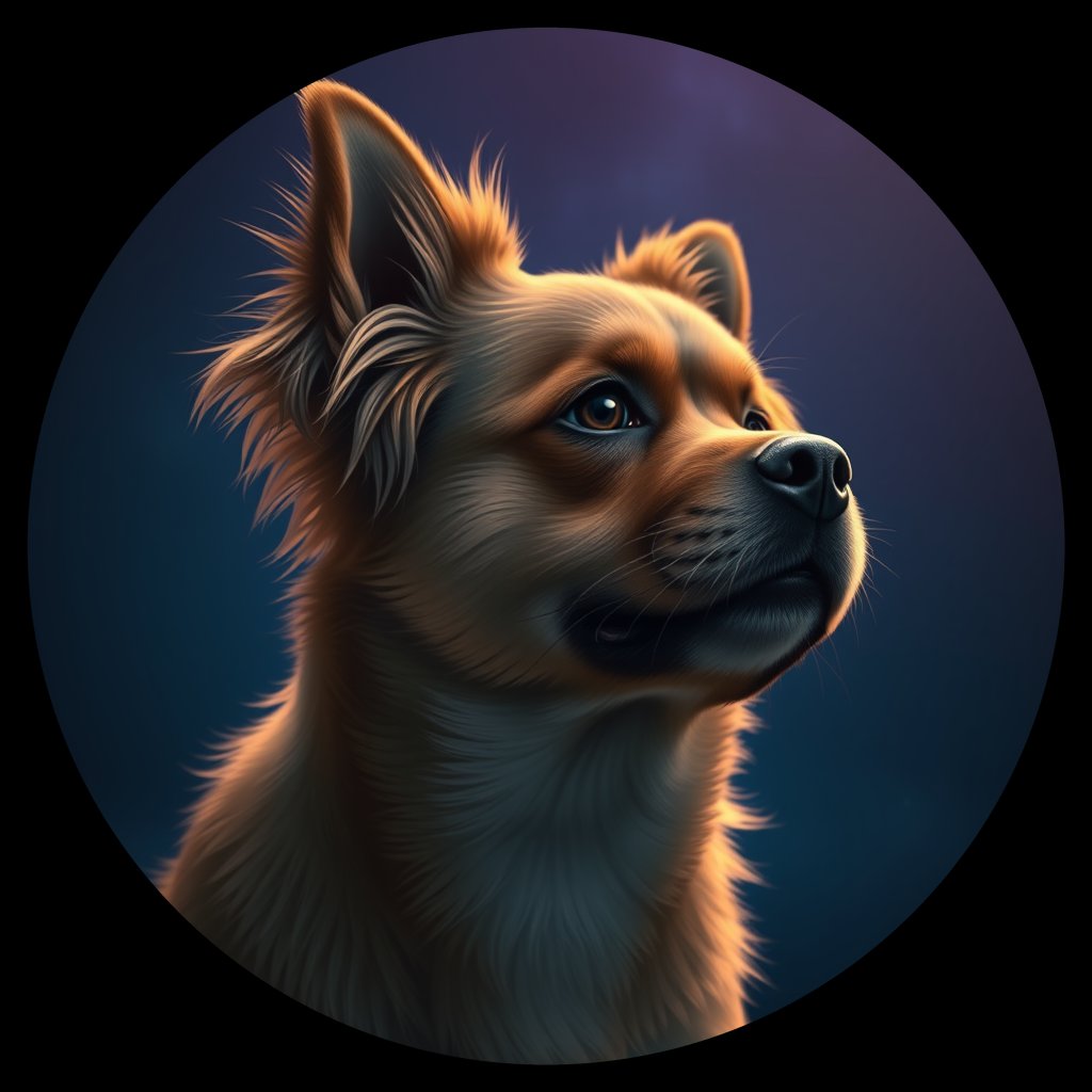 Cosmic medallion portrait of PFZ18H01_PFZ18H01, a Tibetan Spaniel