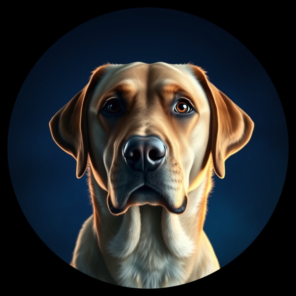 Cosmic medallion portrait of PFZ18H09_PFZ18H09, a Labrador Retriever