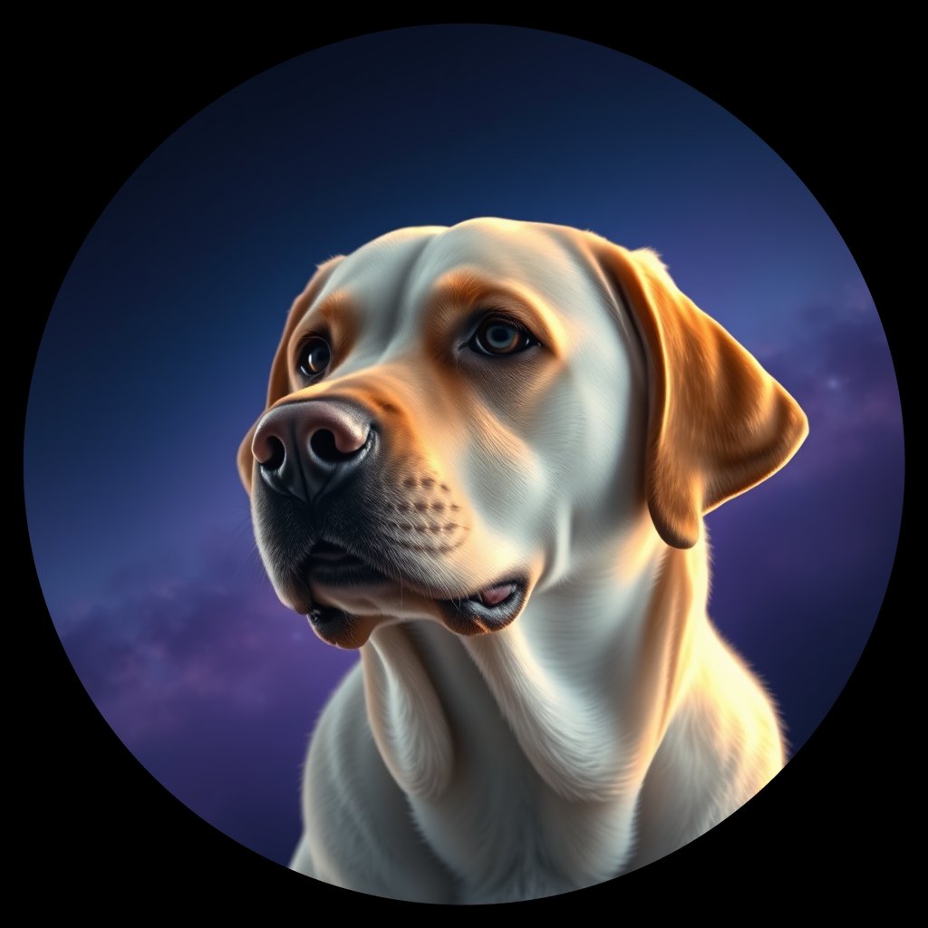 Cosmic medallion portrait of PFZ18H11_PFZ18H11, a Labrador Retriever