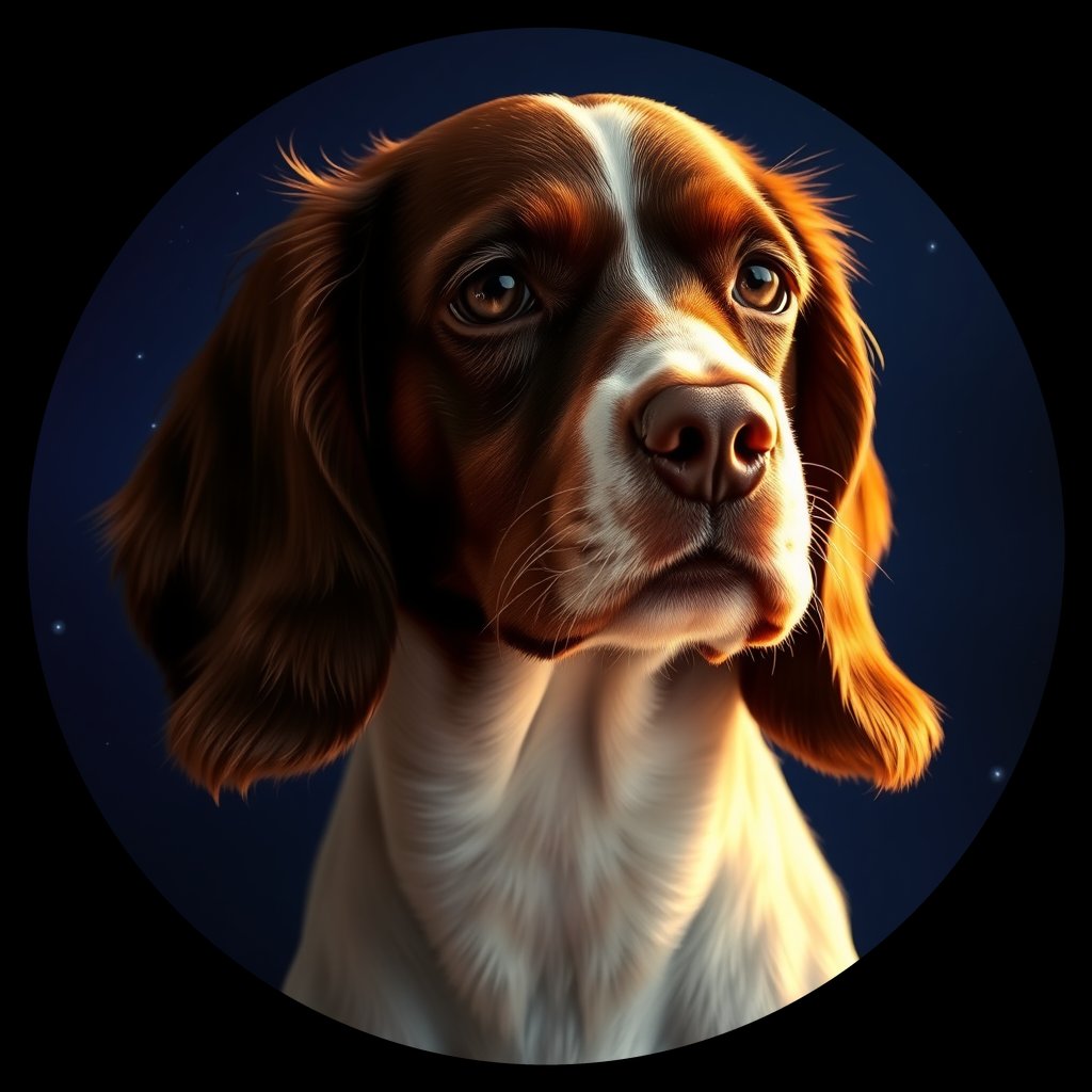 Cosmic medallion portrait of PFZ19A02_PFZ19A02, a English Springer Spaniel
