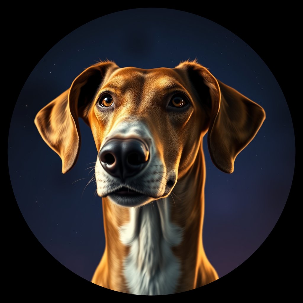 Cosmic medallion portrait of PFZ19A03_PFZ19A03, a Borzoi