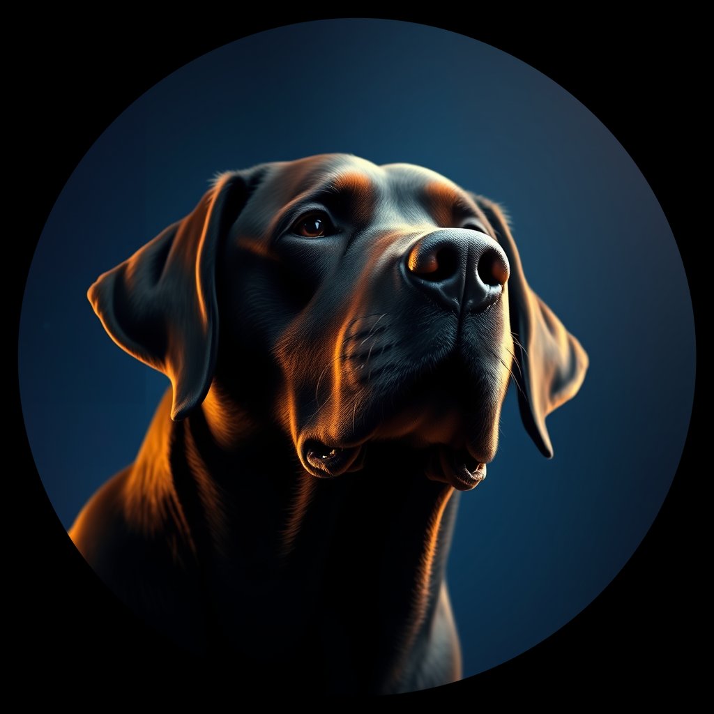 Cosmic medallion portrait of PFZ19A04_PFZ19A04, a Labrador Retriever