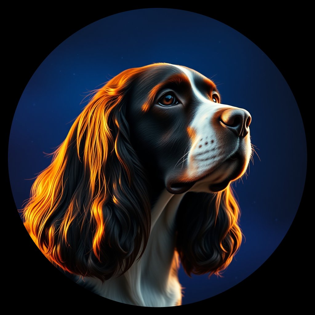 Cosmic medallion portrait of PFZ19A08_PFZ19A08, a English Springer Spaniel