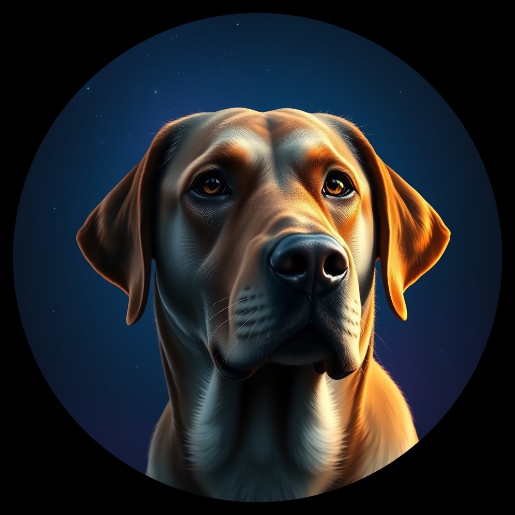 Cosmic medallion portrait of PFZ19A09_PFZ19A09, a Labrador Retriever