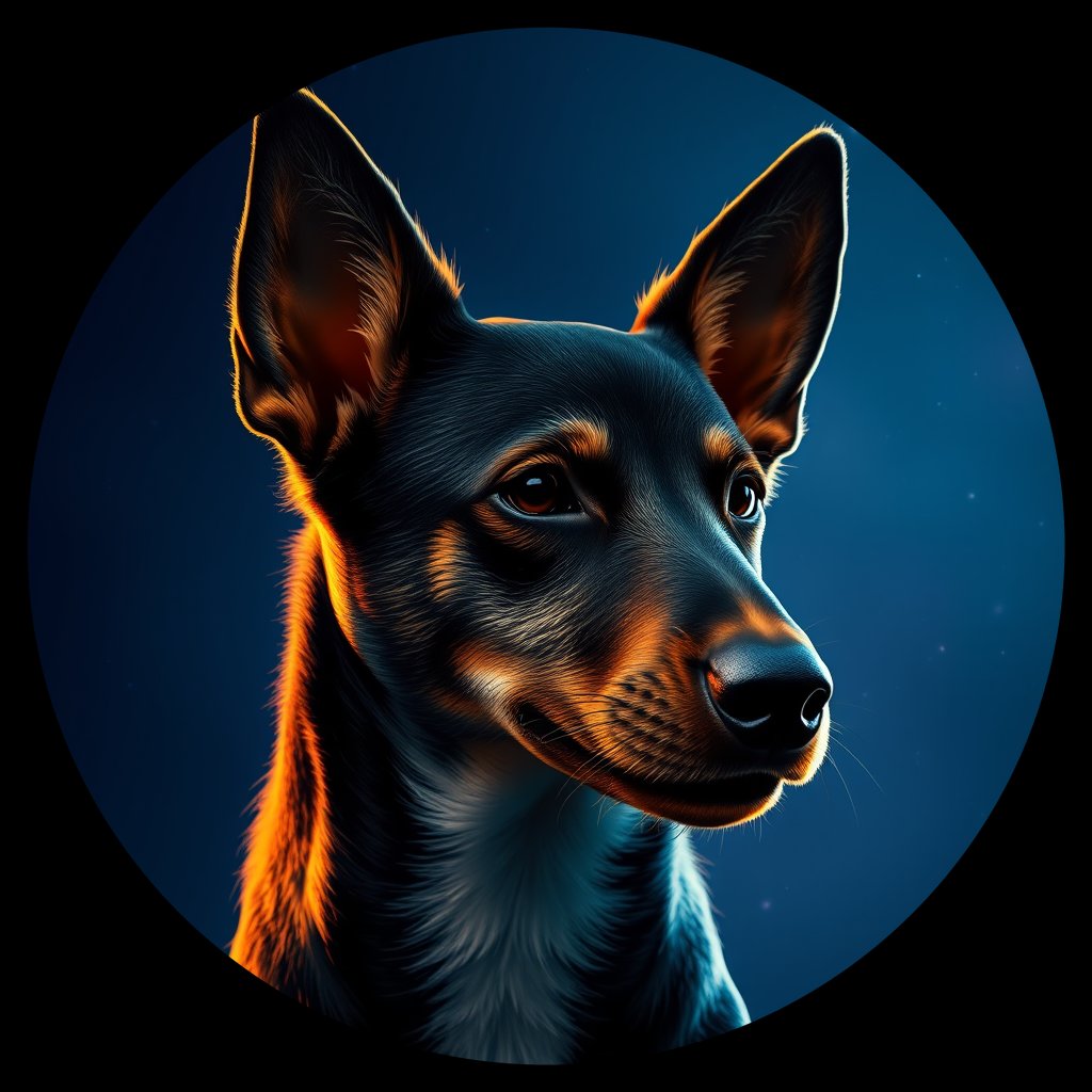 Cosmic medallion portrait of PFZ19A10_PFZ19A10, a Australian Cattle Dog
