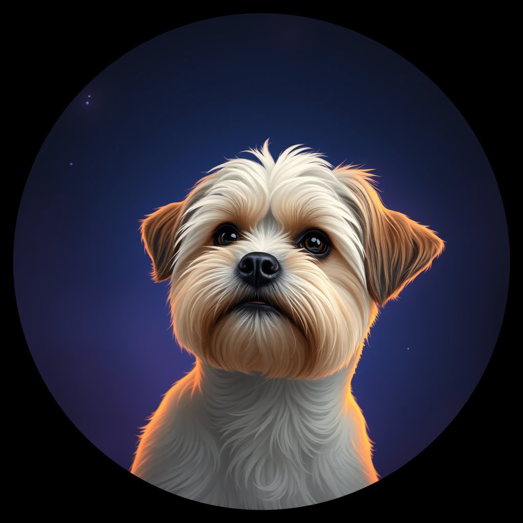Cosmic medallion portrait of PFZ19B01_PFZ19B01, a Lhasa Apso