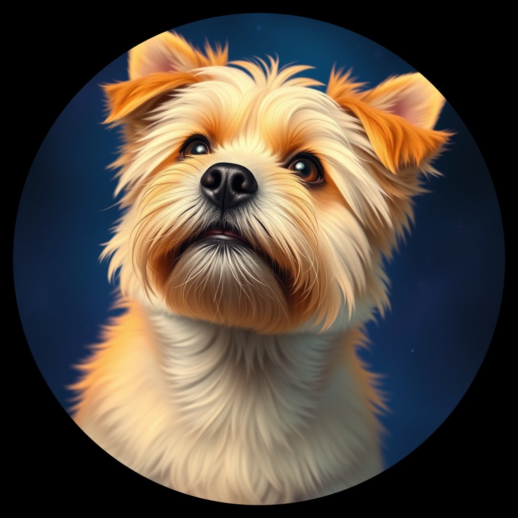 Cosmic medallion portrait of PFZ19B02_PFZ19B02, a Lhasa Apso