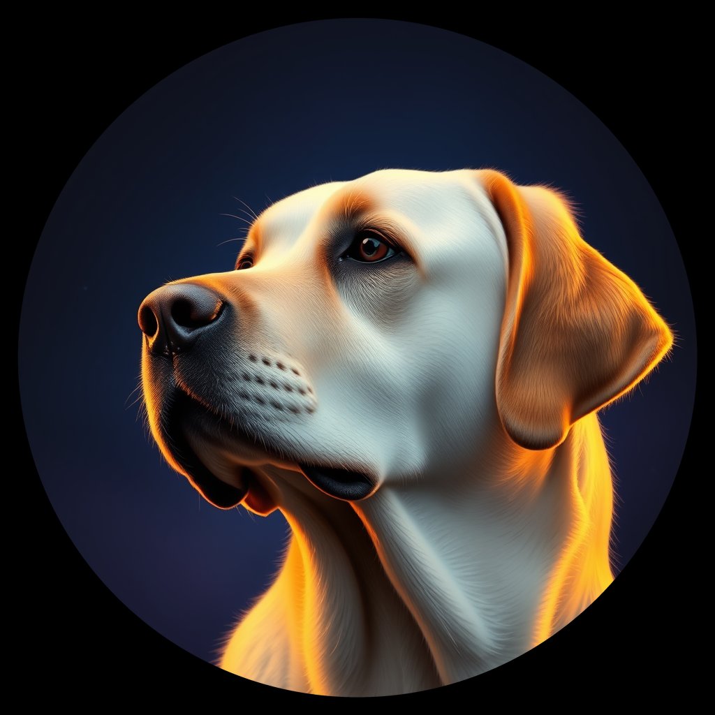 Cosmic medallion portrait of PFZ19B03_PFZ19B03, a Labrador Retriever