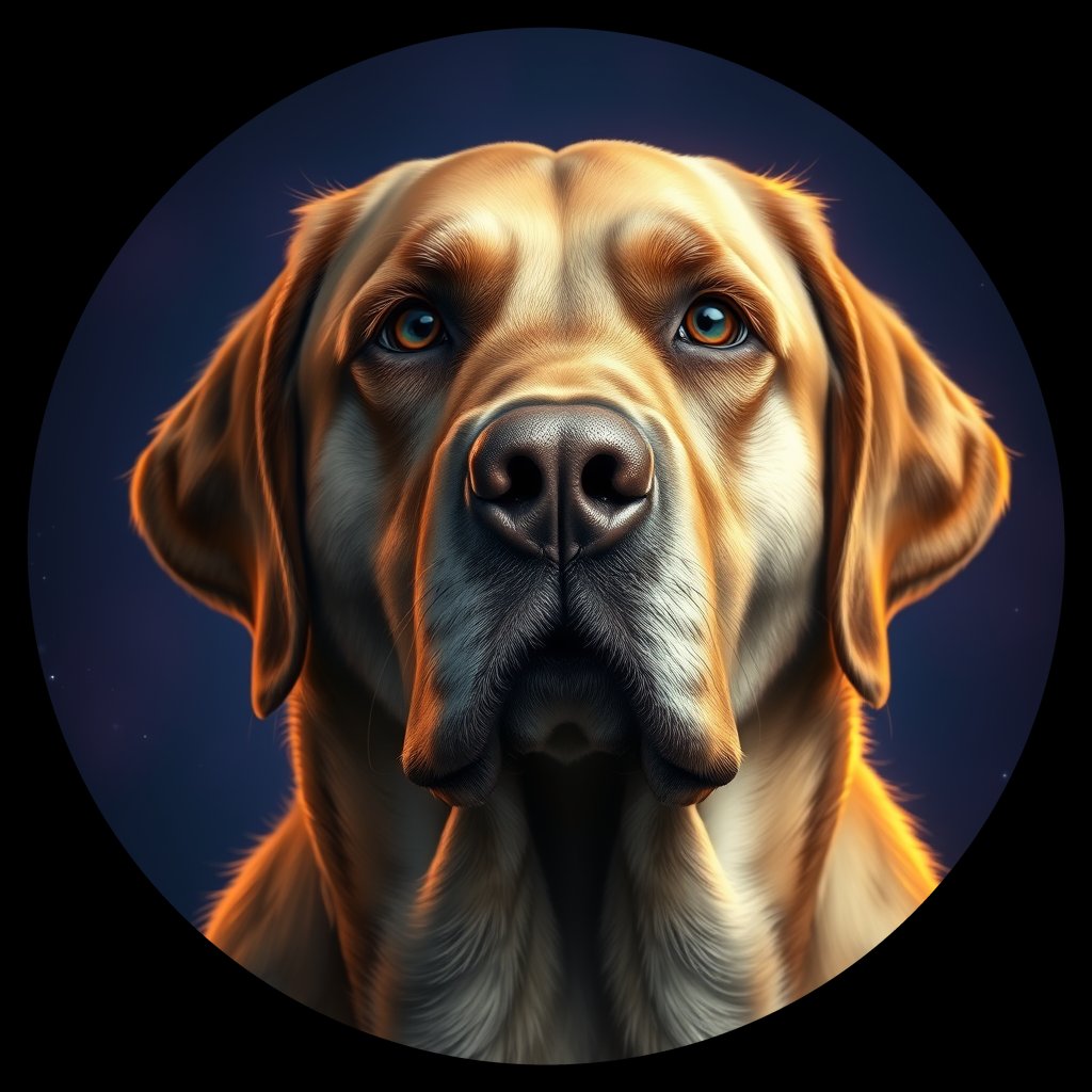 Cosmic medallion portrait of PFZ19B09_PFZ19B09, a Labrador Retriever