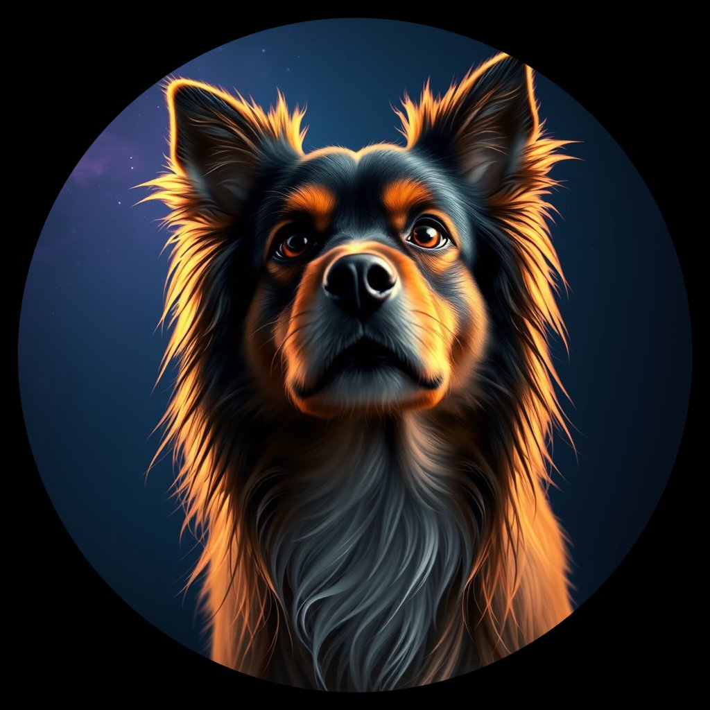 Cosmic medallion portrait of PFZ19B10_PFZ19B10, a Tibetan Spaniel