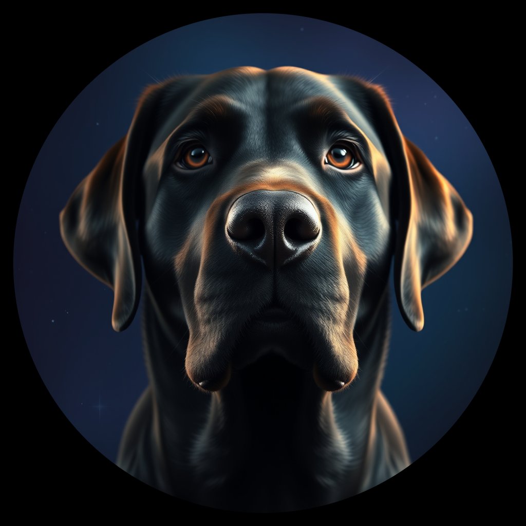 Cosmic medallion portrait of PFZ19B11_PFZ19B11, a Labrador Retriever
