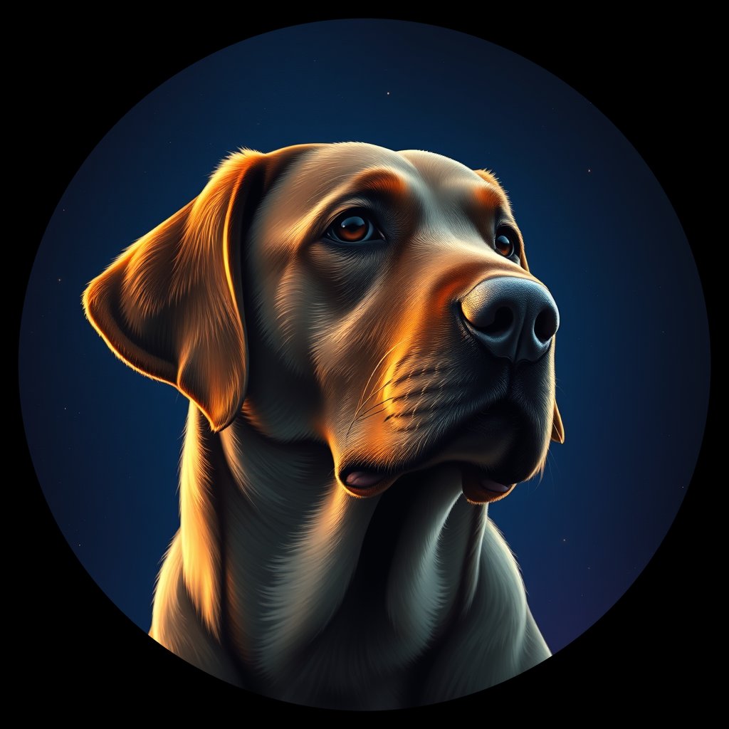 Cosmic medallion portrait of PFZ19C03_PFZ19C03, a Labrador Retriever