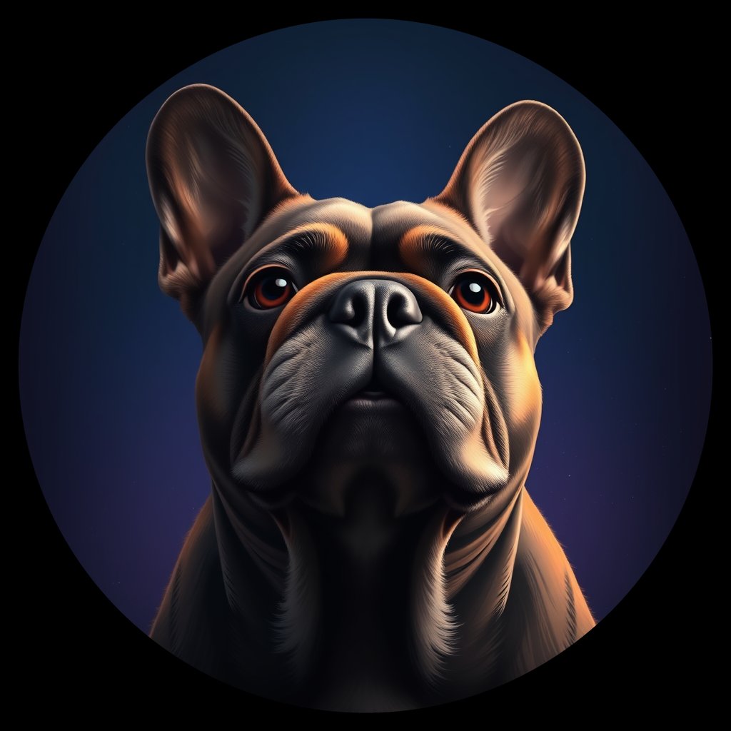 Cosmic medallion portrait of PFZ19C10_PFZ19C10, a French Bulldog