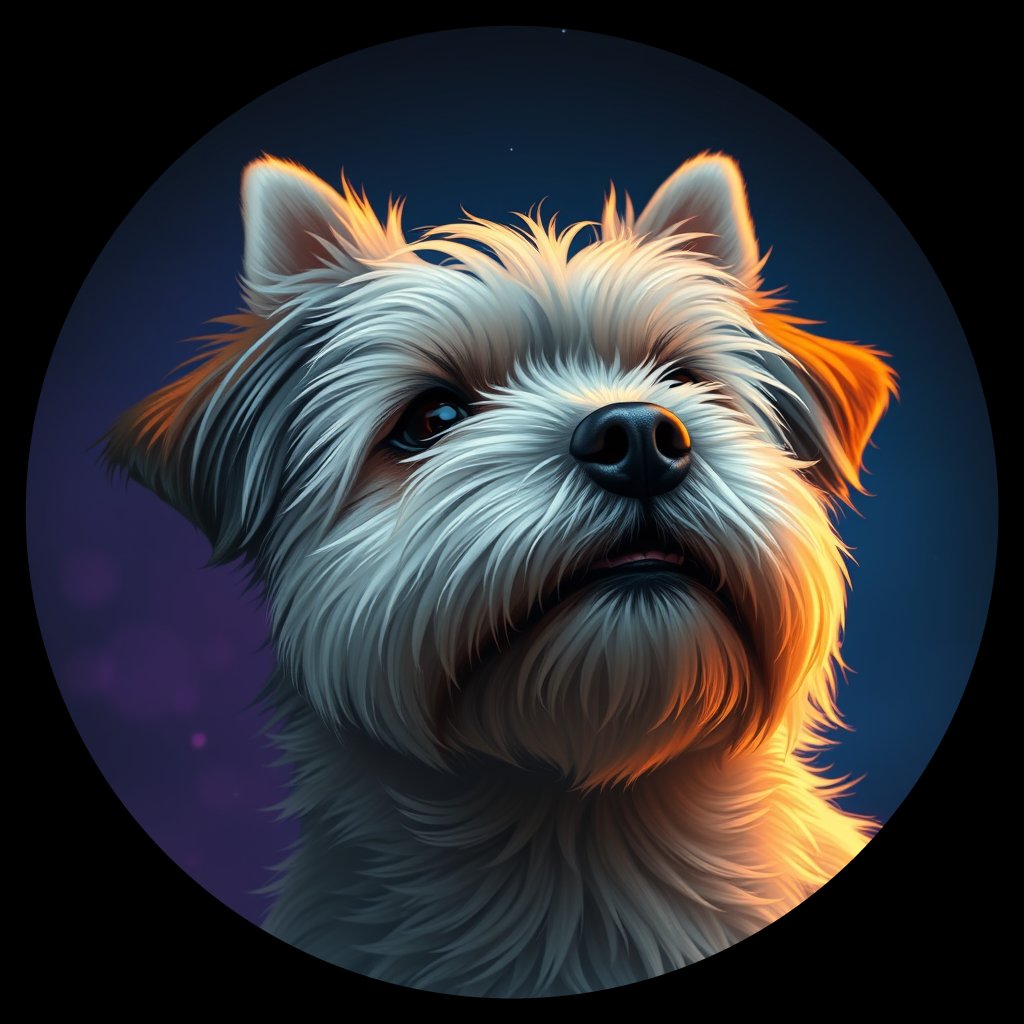Cosmic medallion portrait of PFZ19C11_PFZ19C11, a Lhasa Apso