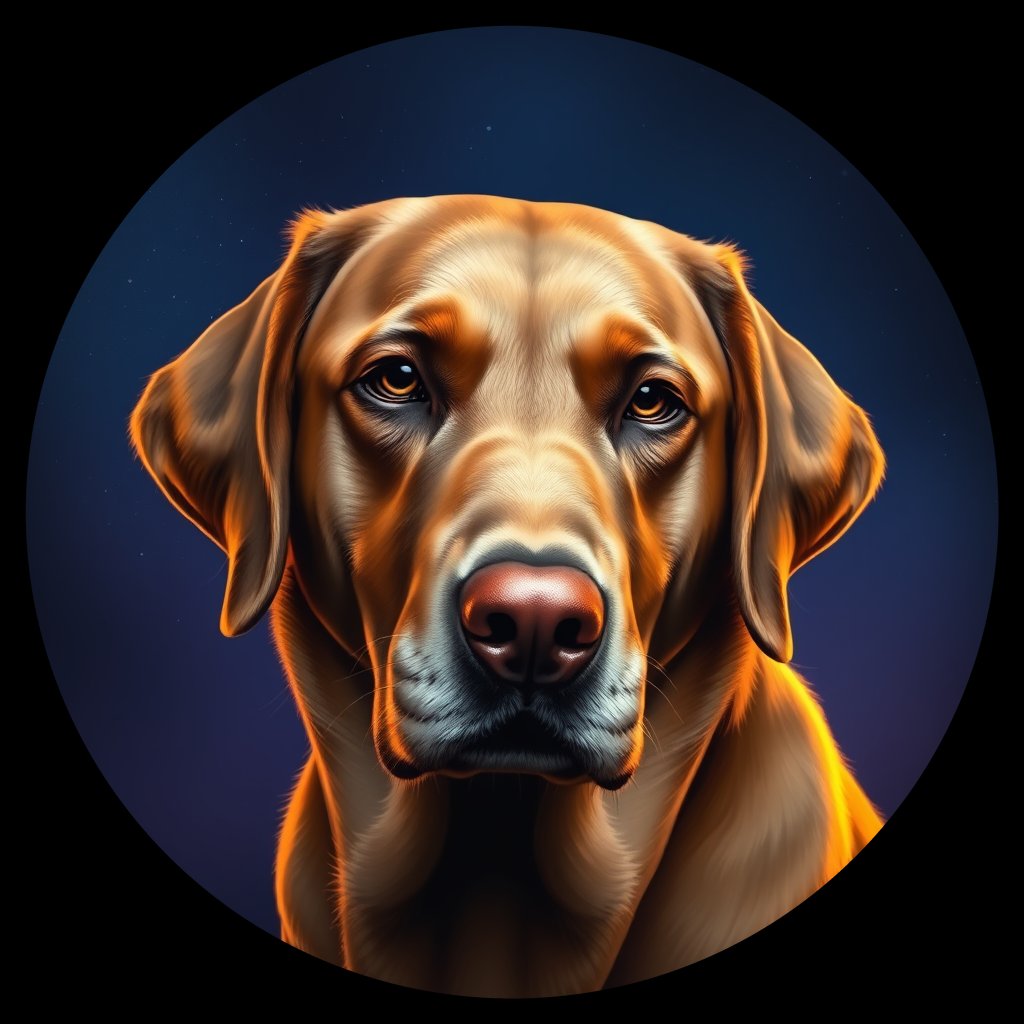 Cosmic medallion portrait of PFZ19C12_PFZ19C12, a Labrador Retriever