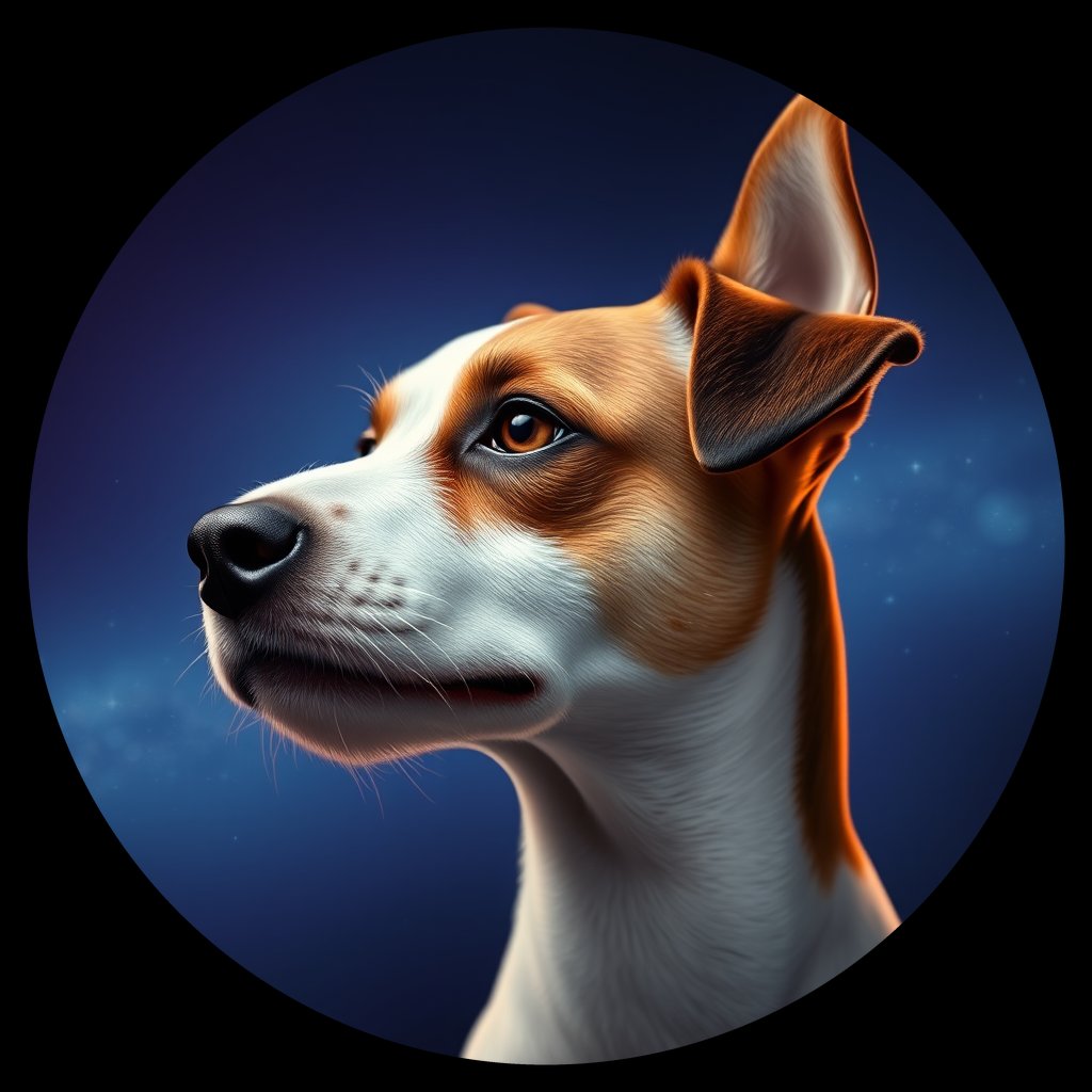 Cosmic medallion portrait of PFZ19D01_PFZ19D01, a Jack Russell Terrier