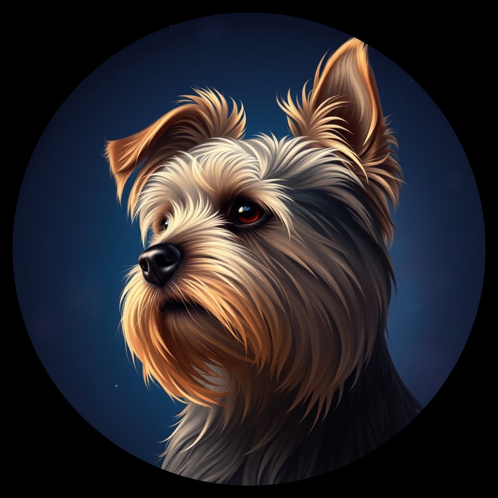 Cosmic medallion portrait of PFZ19D02_PFZ19D02, a Yorkshire Terrier