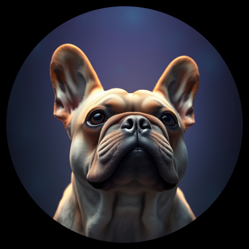 Cosmic medallion portrait of PFZ19D09_PFZ19D09, a French Bulldog