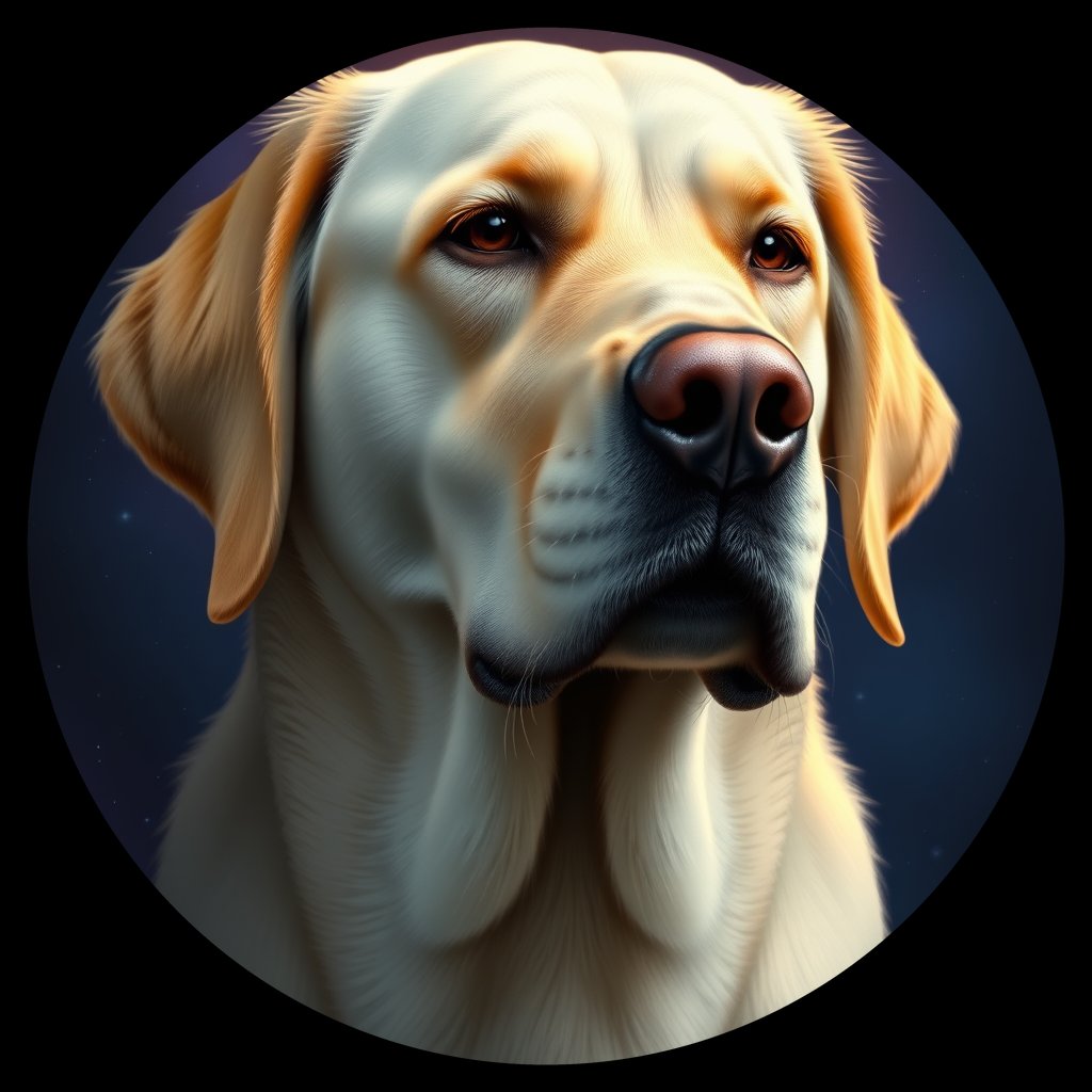 Cosmic medallion portrait of PFZ19D10_PFZ19D10, a Labrador Retriever
