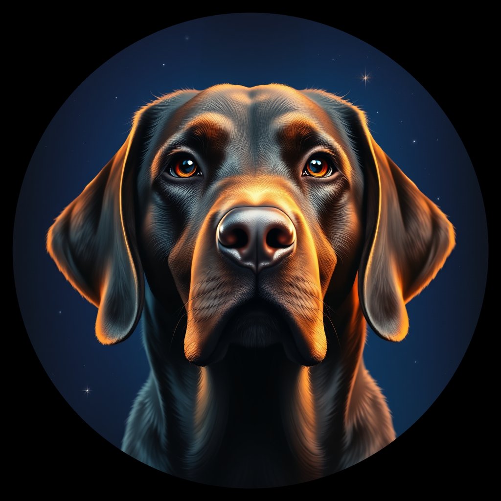 Cosmic medallion portrait of PFZ19D12_PFZ19D12, a Labrador Retriever