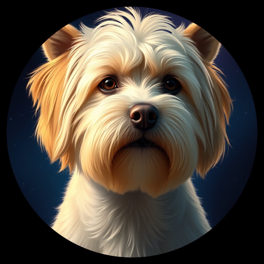 Cosmic medallion portrait of PFZ19E01_PFZ19E01, a Lhasa Apso