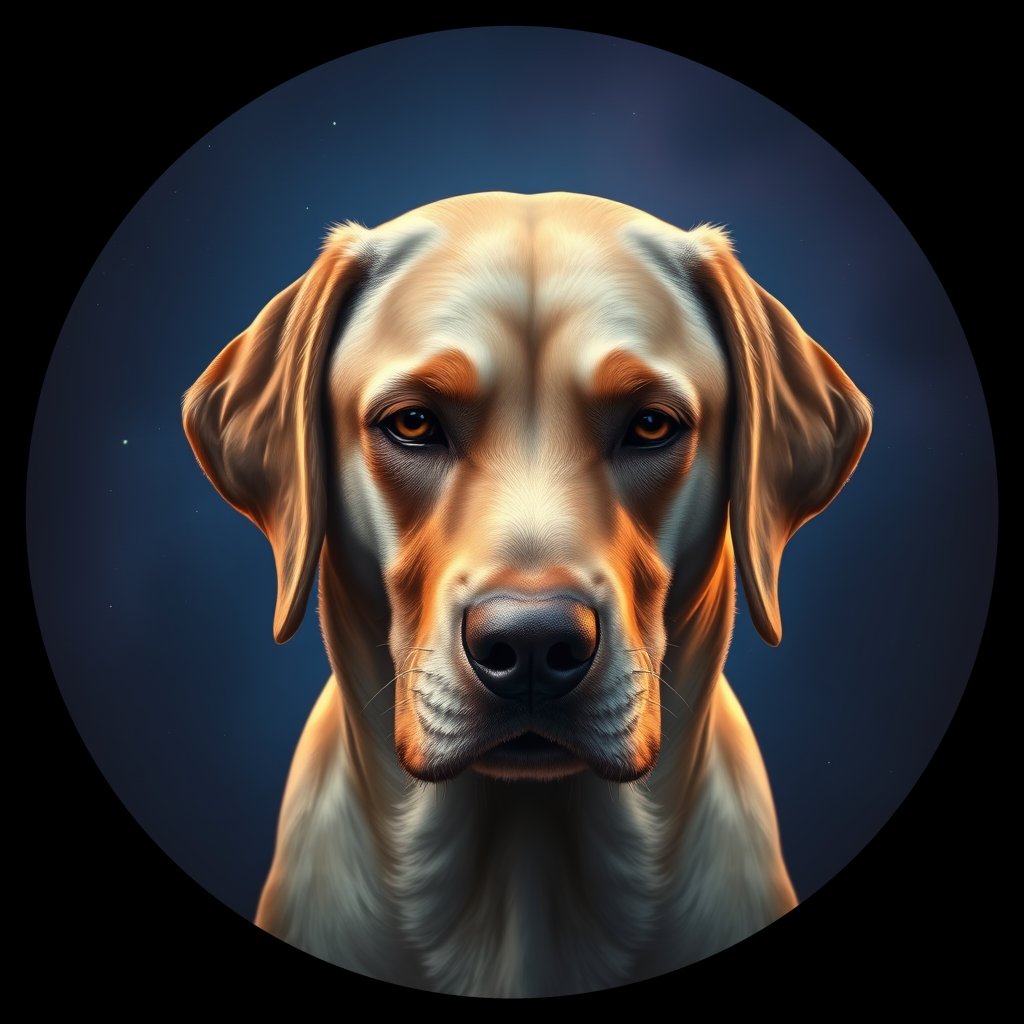 Cosmic medallion portrait of PFZ19E03_PFZ19E03, a Labrador Retriever